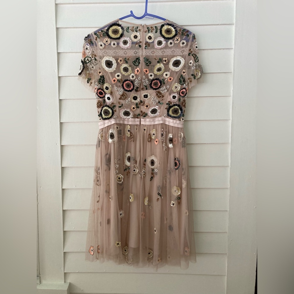 Needle & Thread | Tulle Woodland Lace Embellished Dress Petal Pink Size 8 NWT - Picture 2 of 8